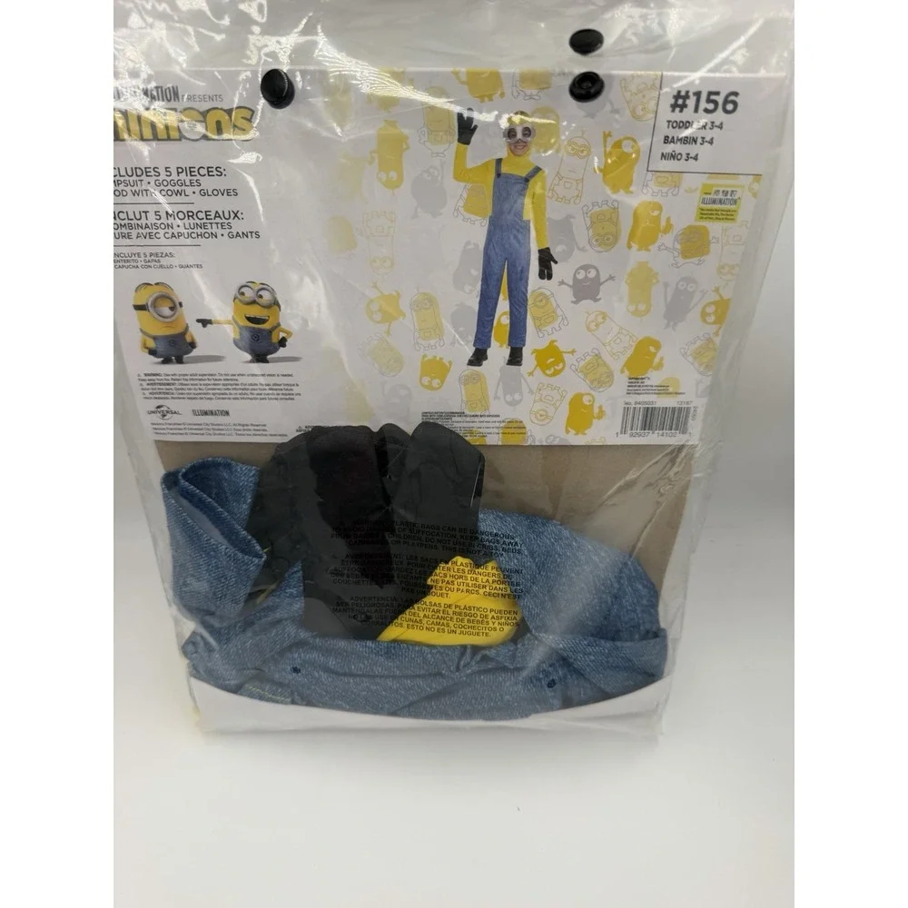 Minion Toddler Costume Despicable Me 4 Piece Size 3-4 Years Unisex Kids Dress Up
